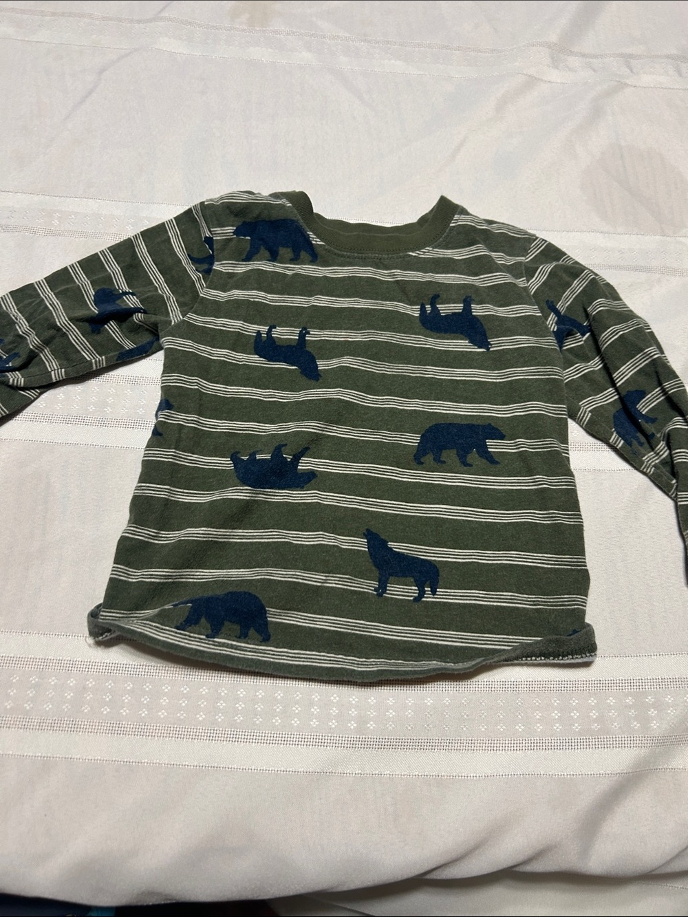 Garanimals Olive Green Striped Long-Sleeve Top with Navy Animal Silhouettes